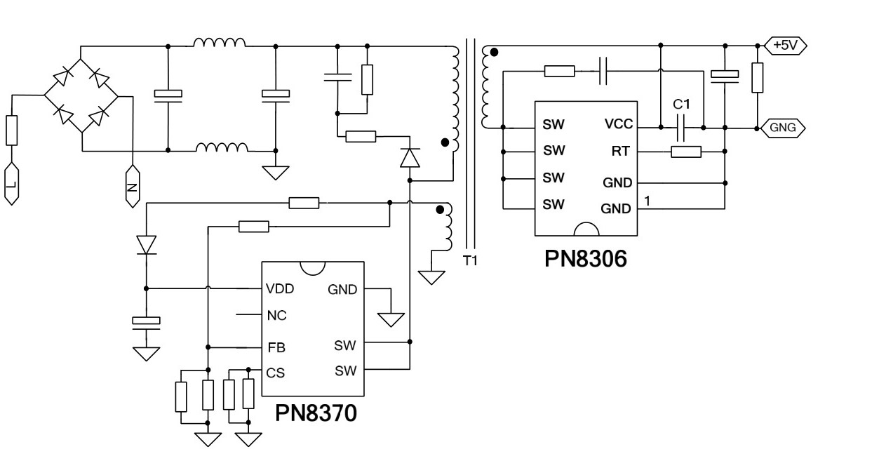 PN8306同步整流控制ic电路图